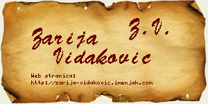 Zarija Vidaković vizit kartica
